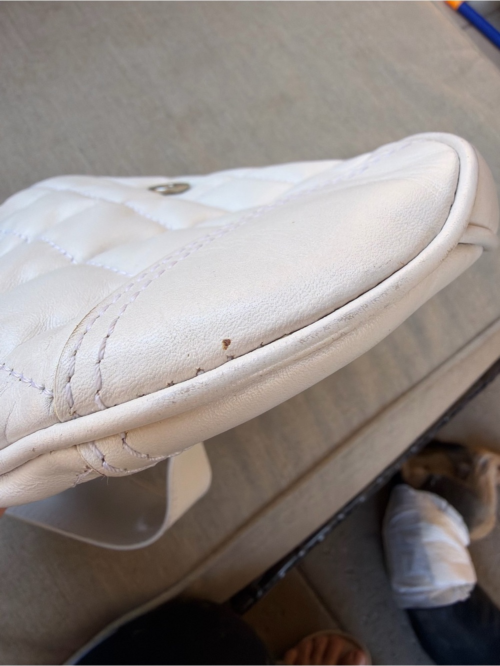 Burberry White Quilted hobo Shoulder Bag with Silver Hardware*Read Description - Picture 9 of 16